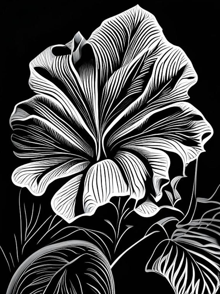 Hibiscus Leaf Linocut 2
