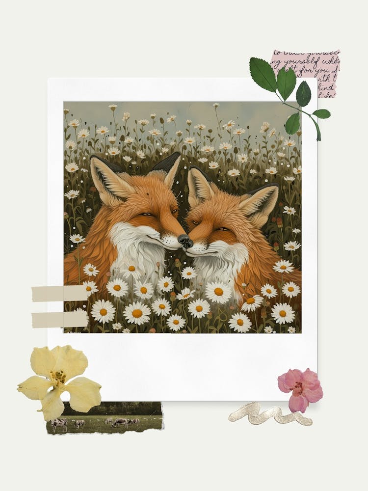Scrapbook Foxes Fairycore Painting 2