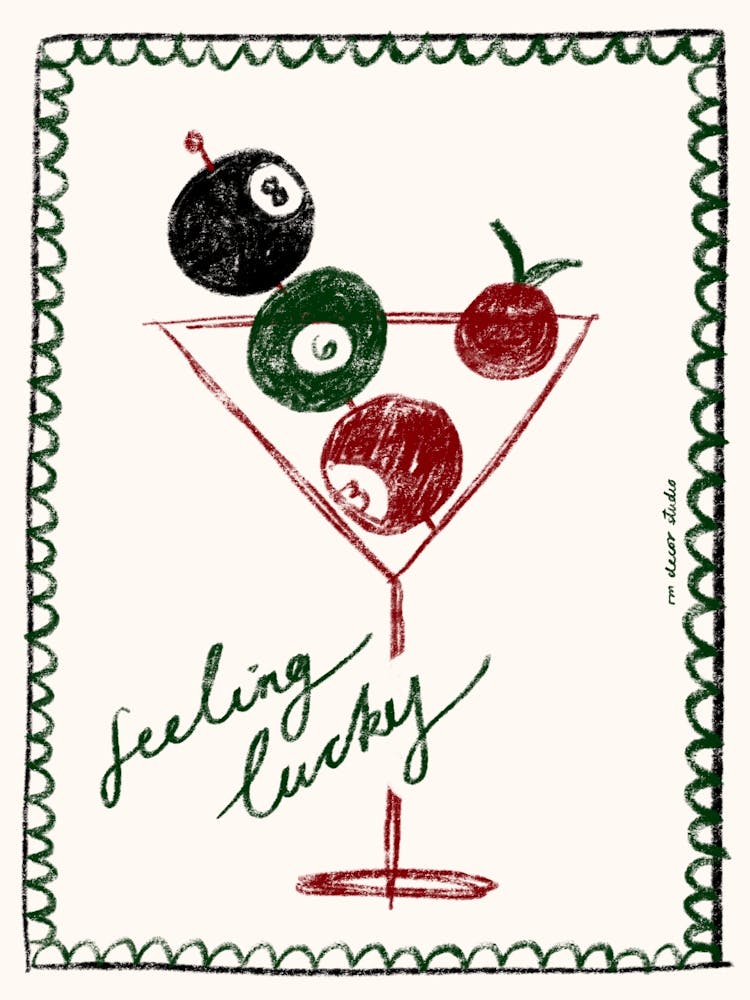 Feeling Lucky Pool Ball Martini Print