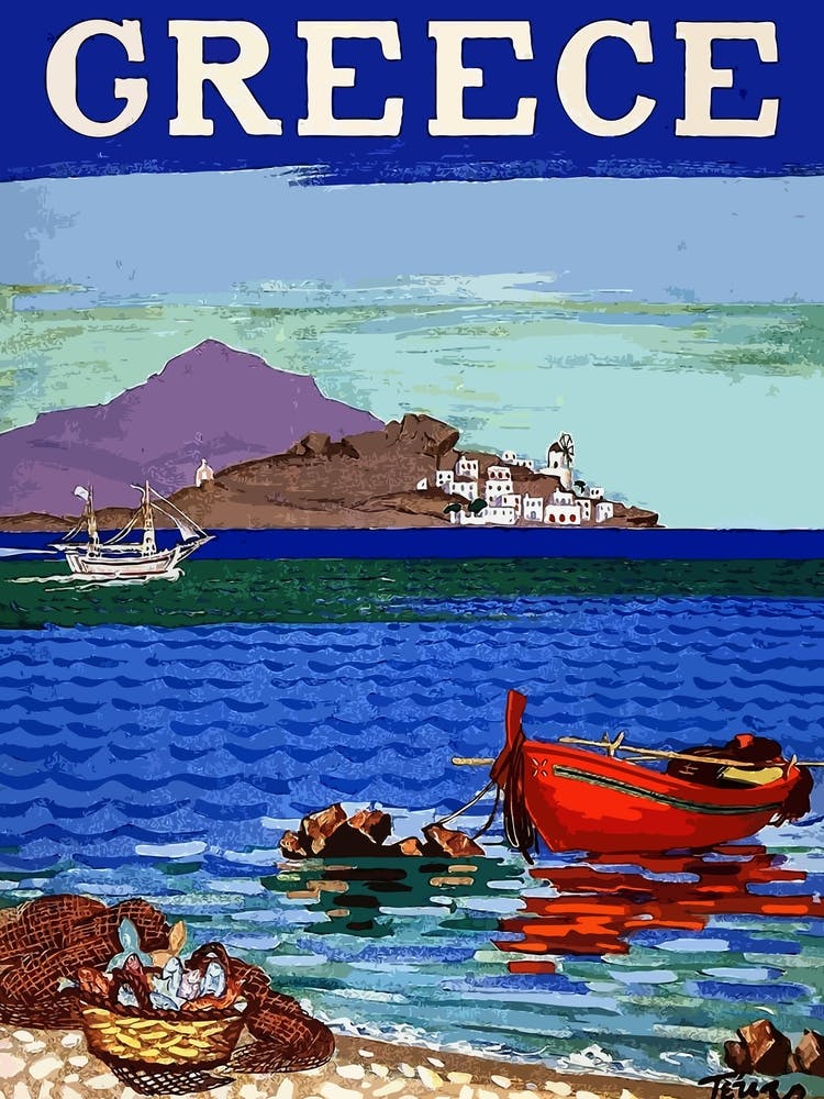 Greece, Lonely Boat On The Coast
