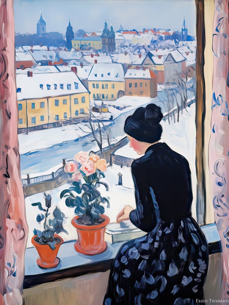 The Windowsill Of Prague   Czech Republic Snow Inspired By Matisse 3