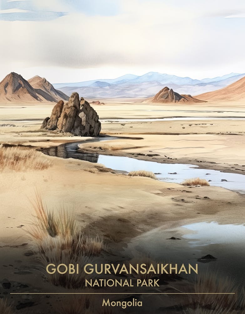 Gobi Gurvansaikhan National Park Mongolia Watercolour 2