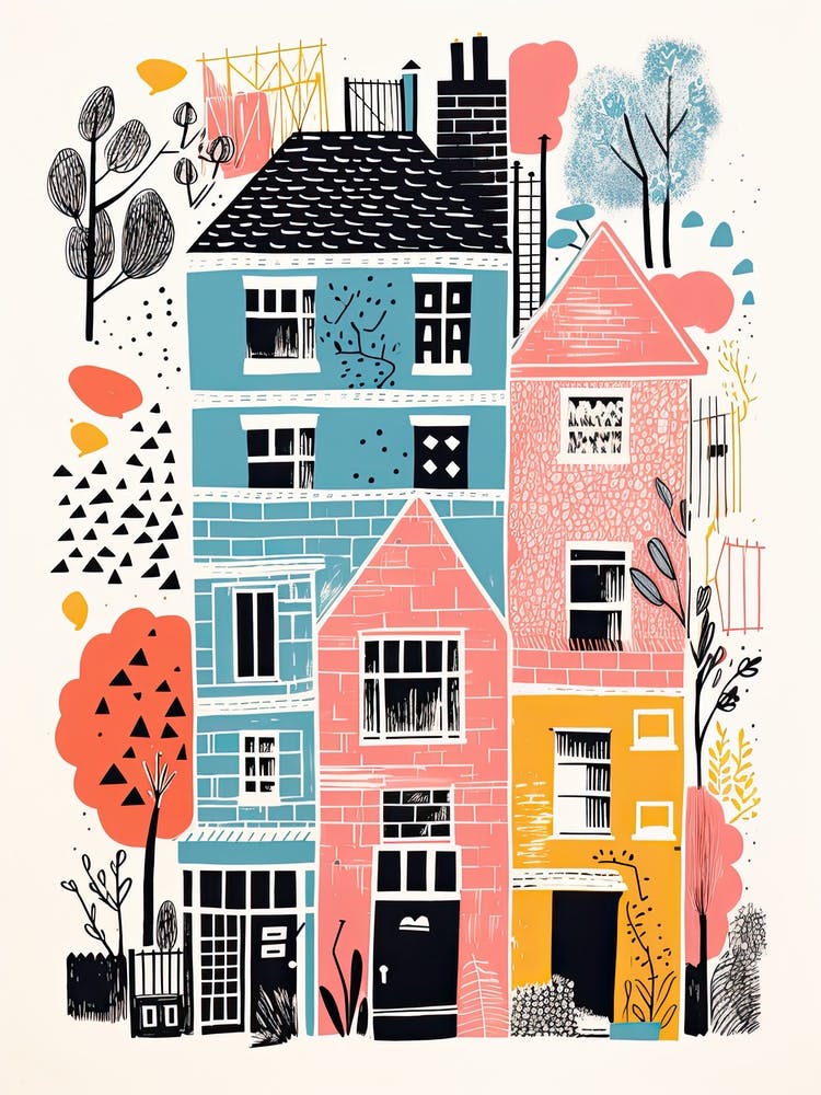 A House In Manchester, Abstract Risograph Style 1