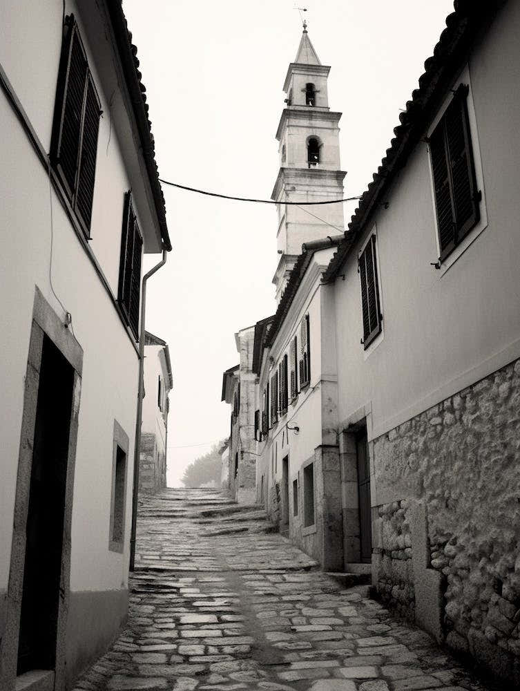 Rovinj, Croatia, Black And White Old Photo 3