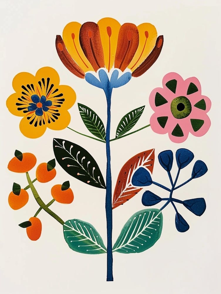 Painted Florals Peacock Flower 3