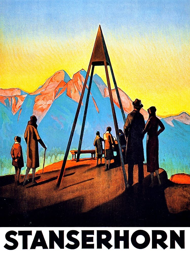 Stanserhorn, Menschen auf dem Berggipfel, Schweiz