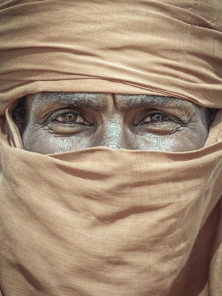 Portrait Of A Tuareg In The Sahara Desert