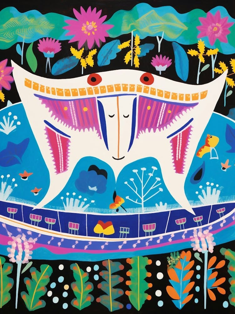 Maximalist Animal Painting Manta Ray 1