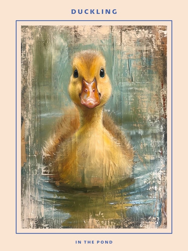 Cute Brushstrokes Ducklings 4 Poster
