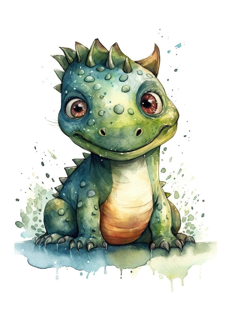 Euoplocephalus Cute Dinosaur Watercolour 3