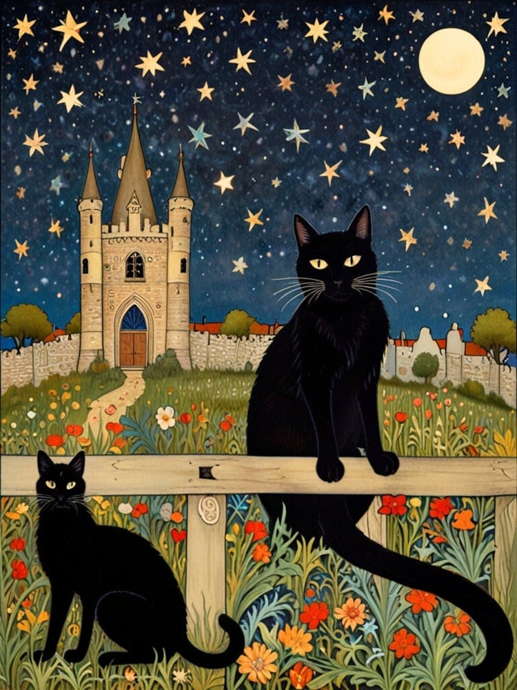 William Morris Black Cats At Night 1