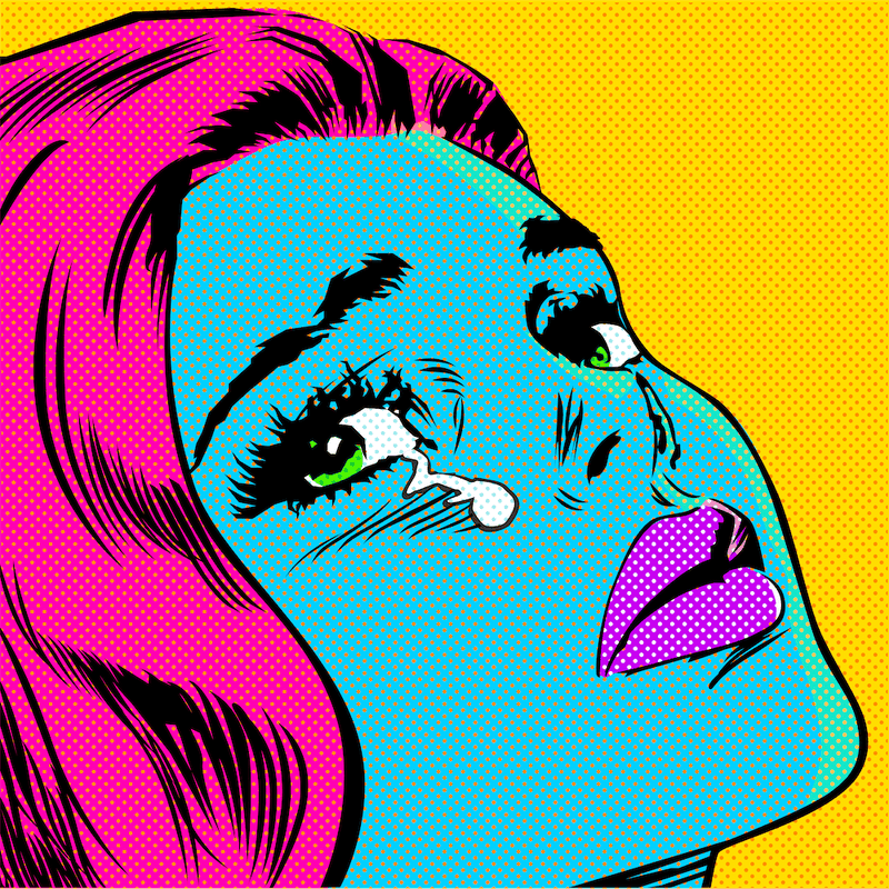 BLUE GIRL TEARS | HQ Vector version  | POP ART WORLD 2023 | www.popart.world