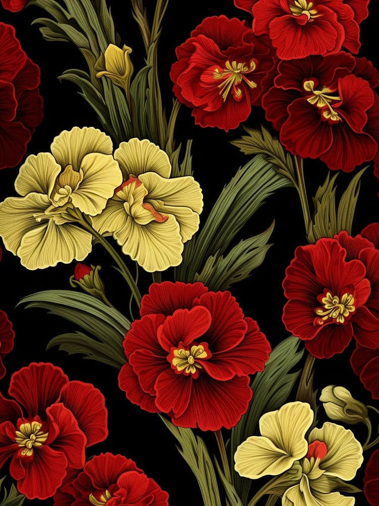 English Primrose 2 William Morris Style Winter Florals