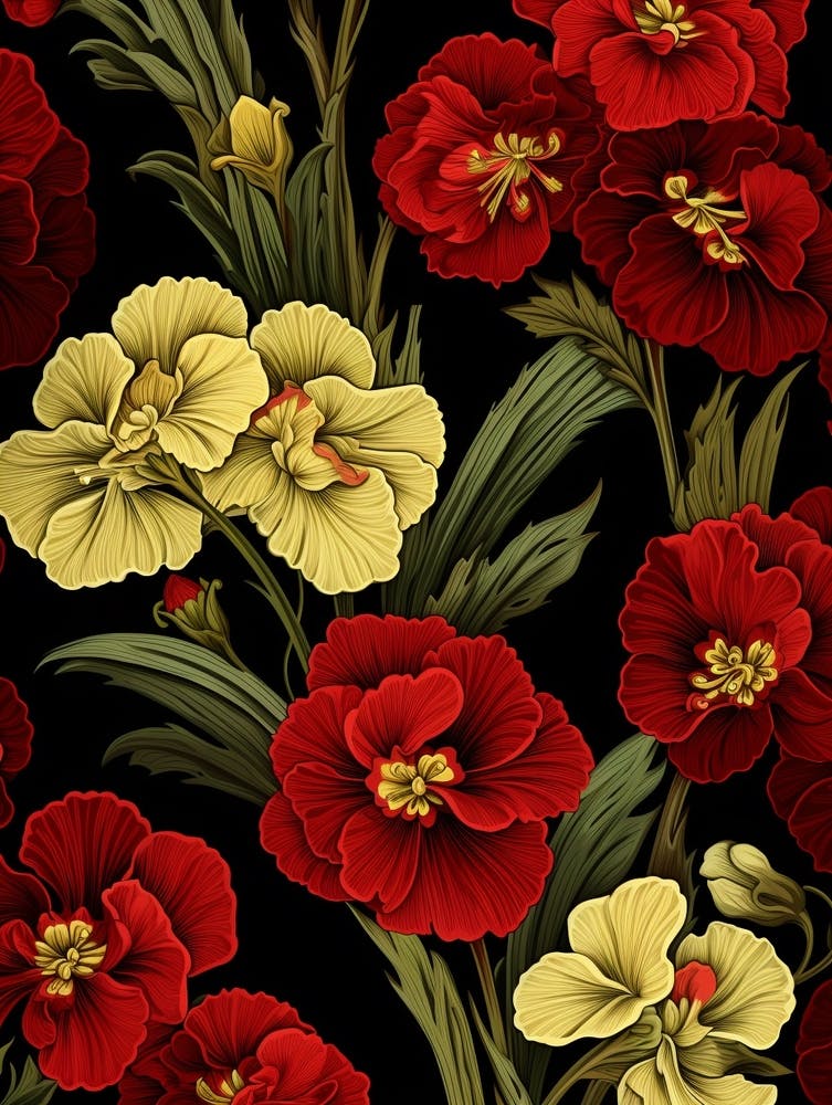English Primrose 2 William Morris Style Winter Florals