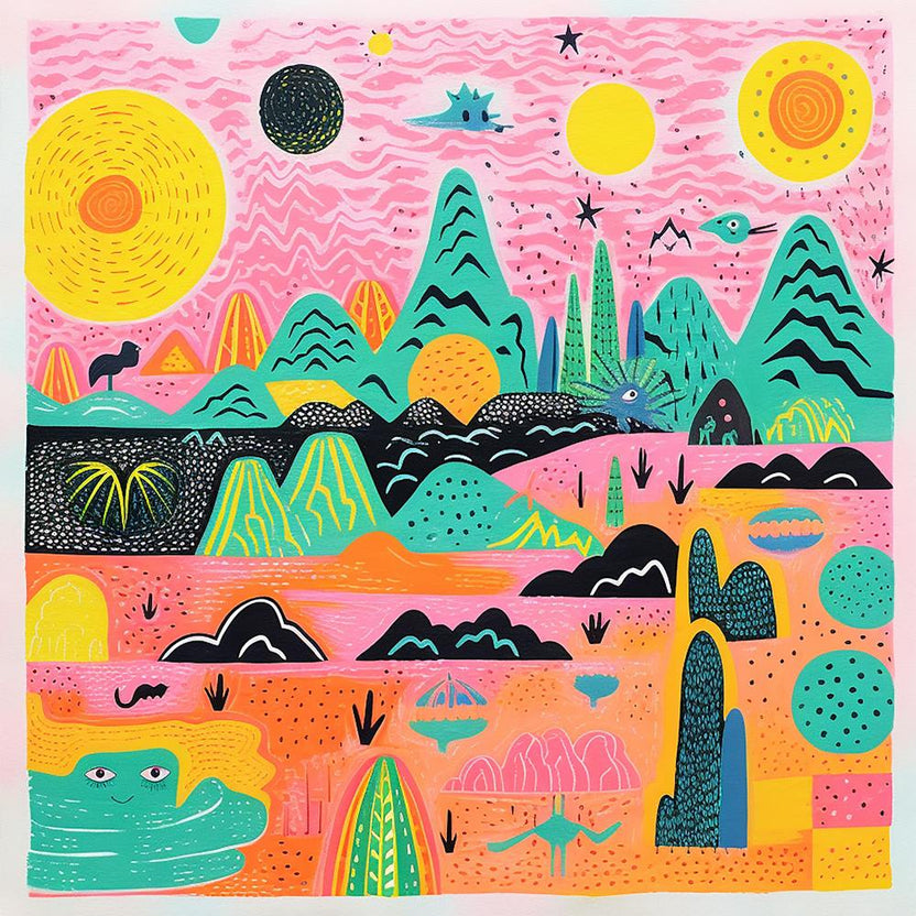 Cute Surreal Trippy Landscape Illustration