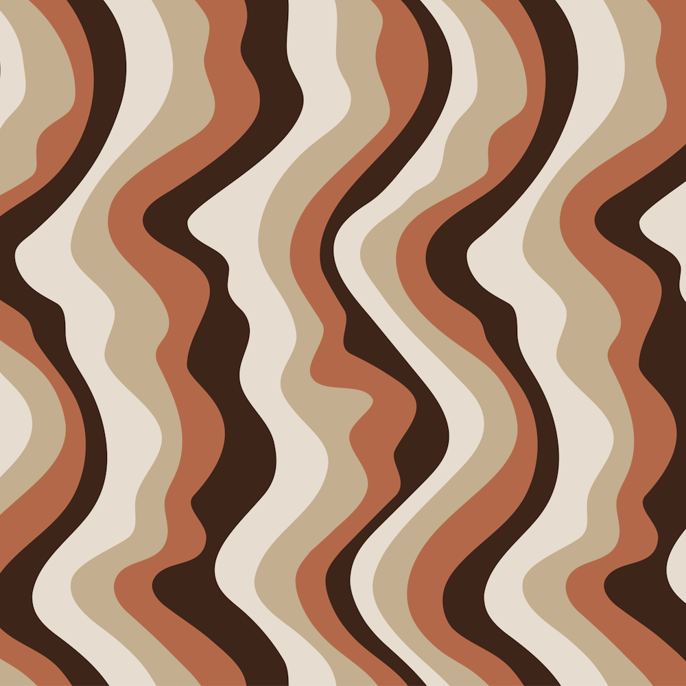 GOOD VIBRATIONS Groovy Mod Wavy Psychedelic Abstract Stripes in Retro Seventies Colours Coffee Brown Beige Cream Neutrals Rust