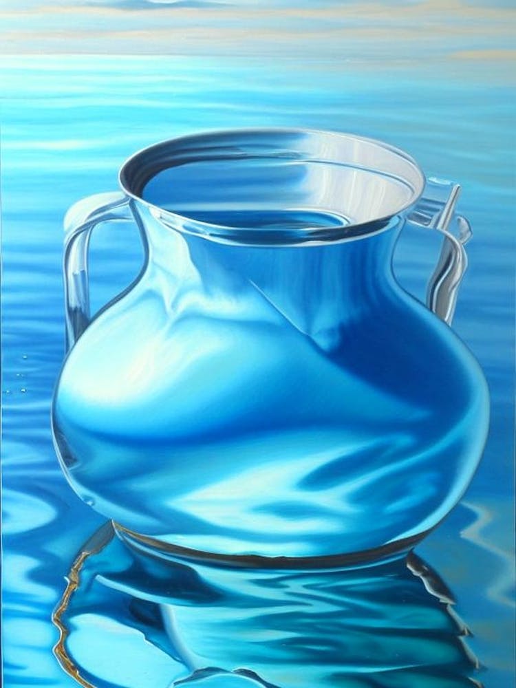 Water In Glass Jug Waterscape Marble Acrylic Painting 2