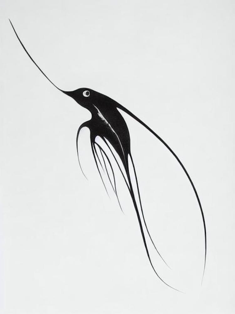 Vampire Squid Black & White Drawing