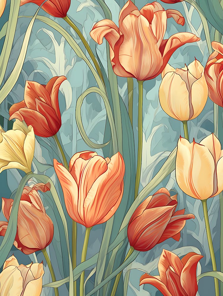 Seamless Pattern With Tulips