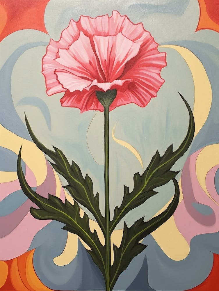 Nelke Dianthus 7 Hilma Af Klint Inspiriertes Pastell-Blumen-Gemälde