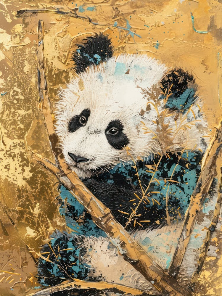 Panda Cub Gold Effect Collage 2
