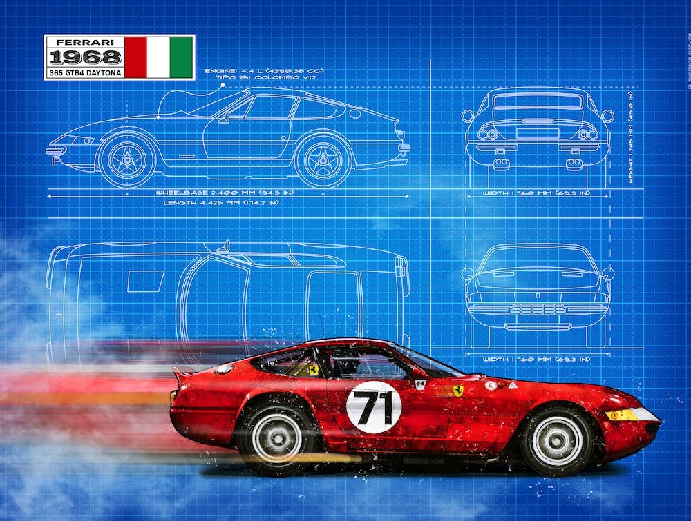 Ferrari Daytona, Blaupause