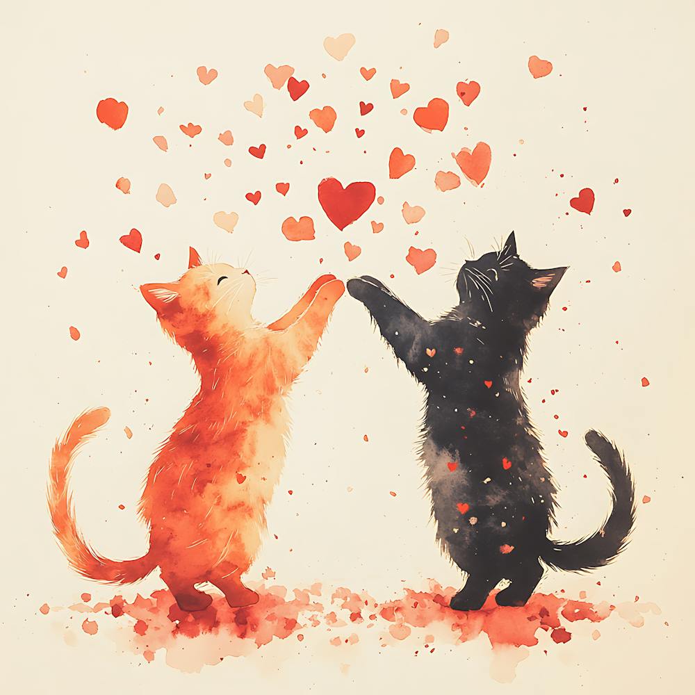 Dancing Cats Under Falling Heart 8