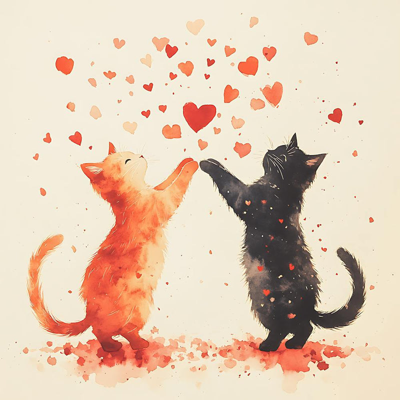 Dancing Cats Under Falling Heart 8