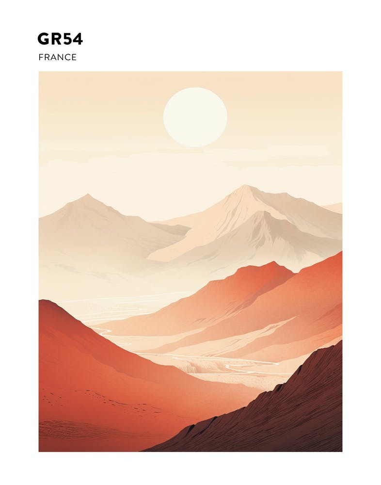 Gr54 France Hiking Trail Landscape Poster