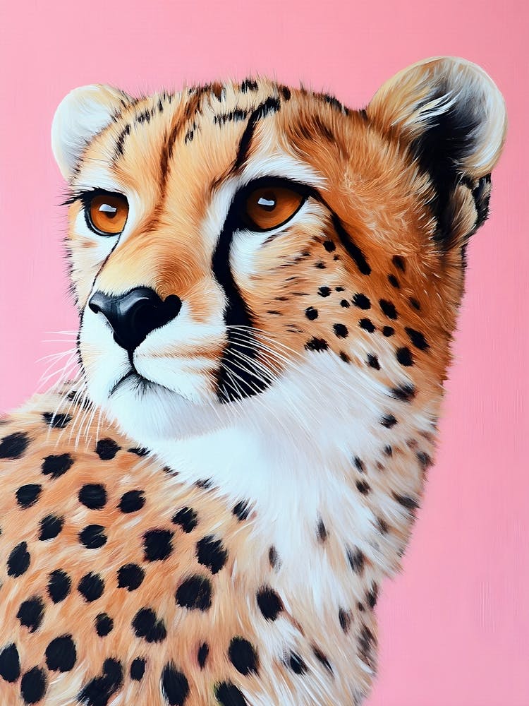 Cheetah, Pink Art, Leopard, Wild Cat Wall Art