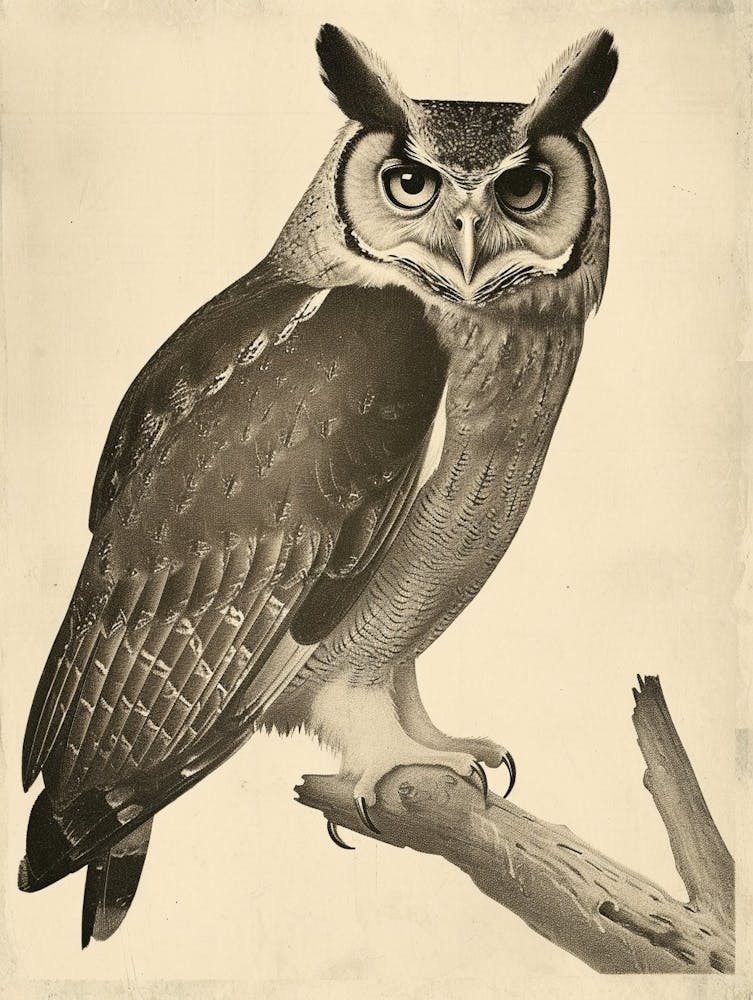 Philipine Eagle Owl Vintage Illustration 1