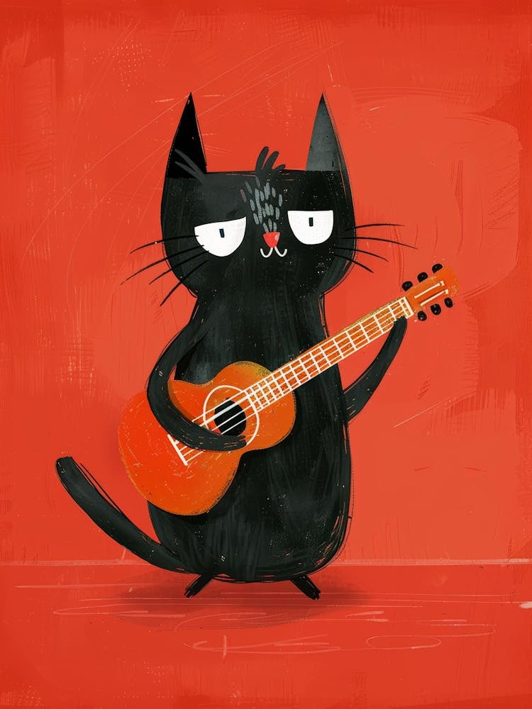 Black Cat Playing Guitar 3