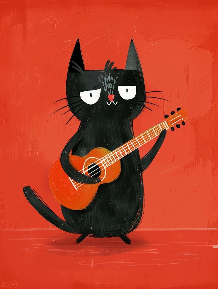 Black Cat Playing Guitar 3