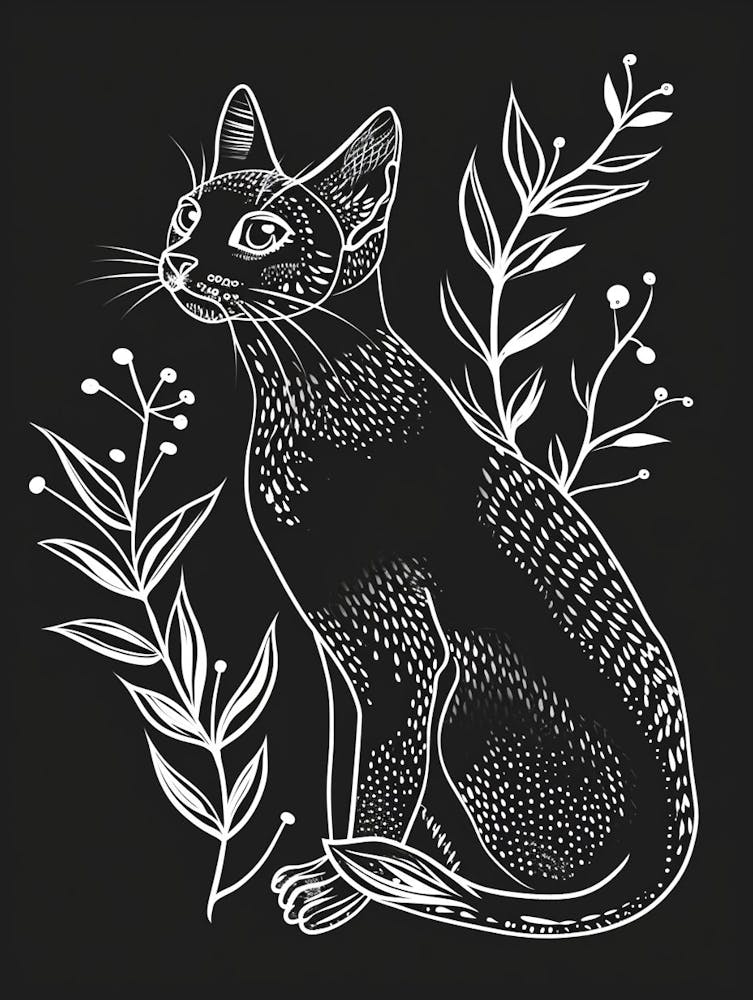 Abessinier Katze Minimalistische Illustration 2