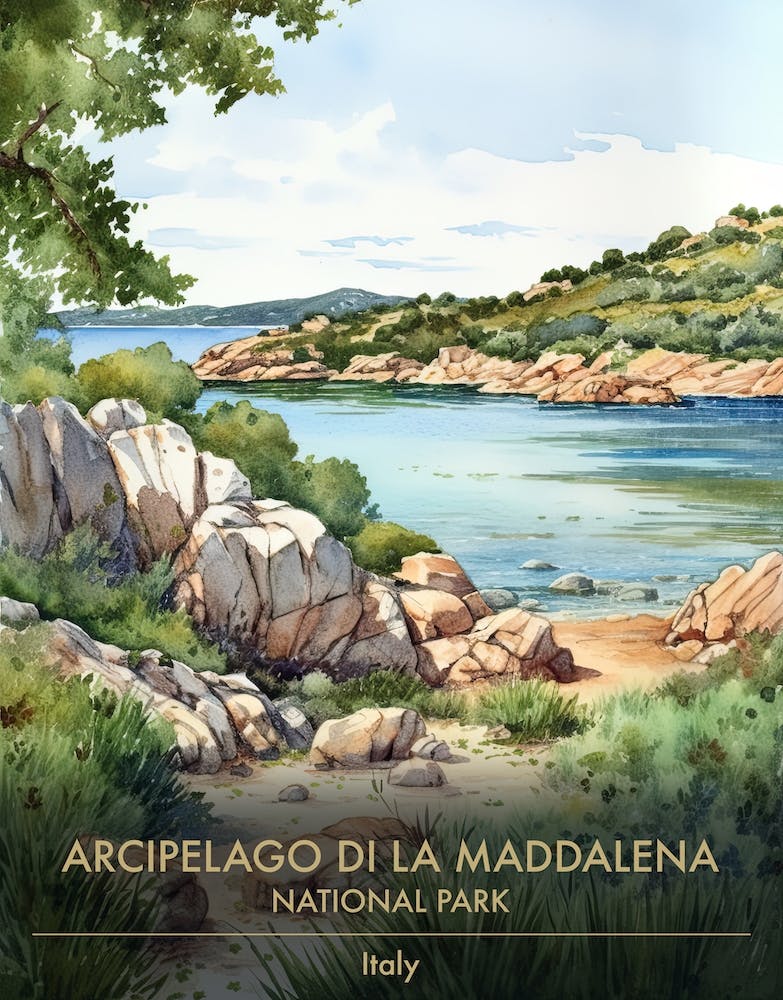 Arcipelago Di La Maddalena National Park Italy Watercolour 4