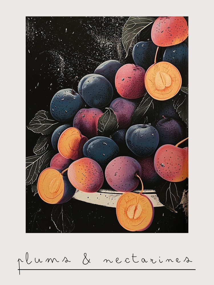 Plums & Nectarines Art Deco Inspired 1 Poster