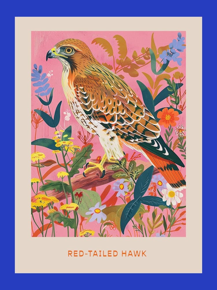 Spring Birds Poster Red Tailed Hawk 3