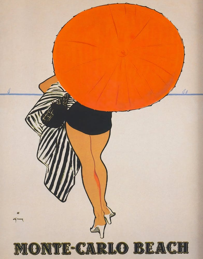 Monte Carlo Beach Retro Travel Vintage Poster