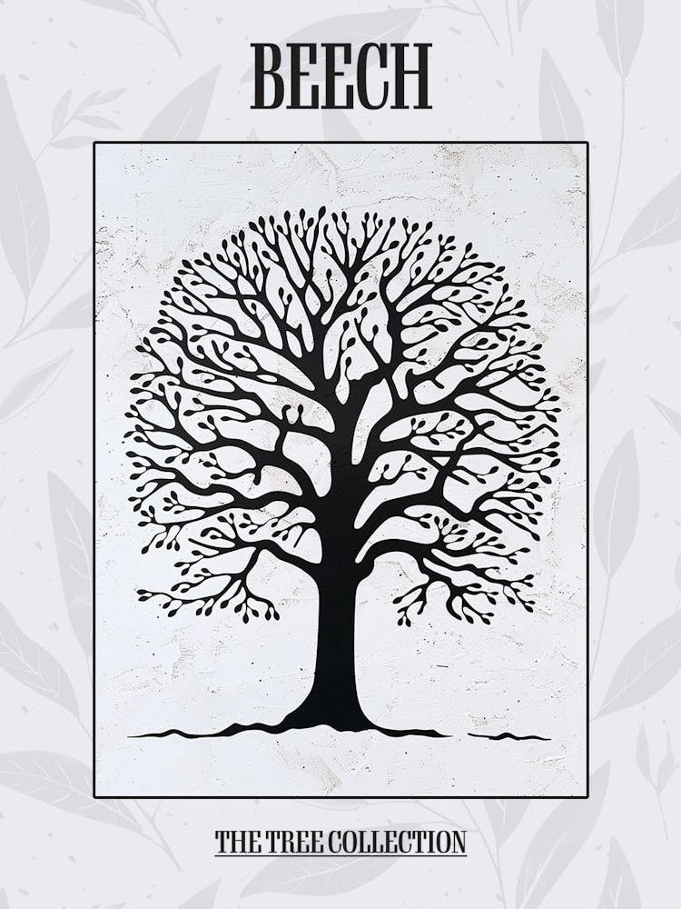 Beech Tree Simple Geometric Nature Stencil 1 Poster