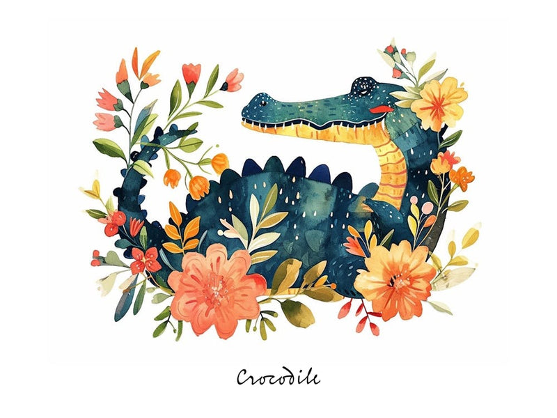 Little Floral Crocodile 4 Poster