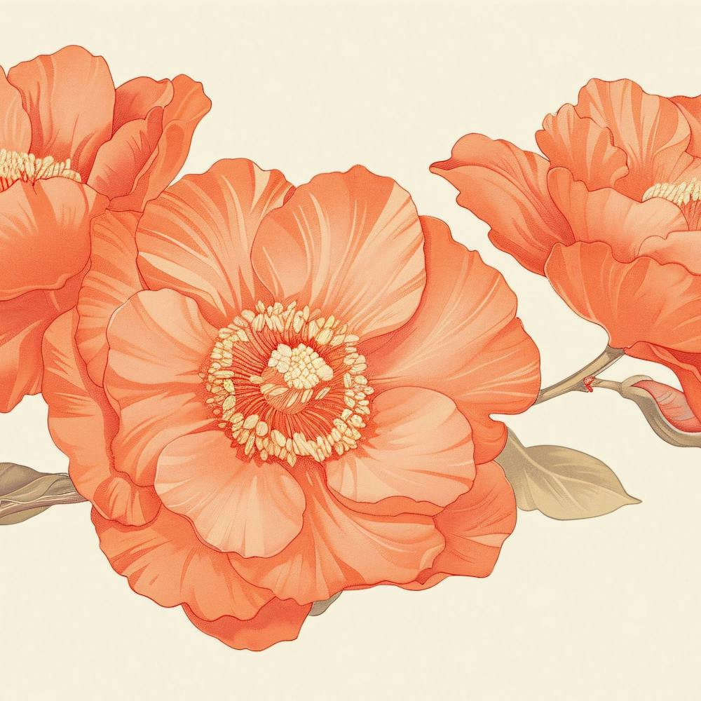 Orange Peony Flowers