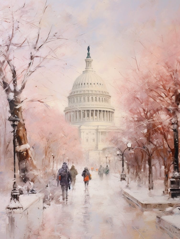 Dreamy Winter Painting Washington Dc Usa 1