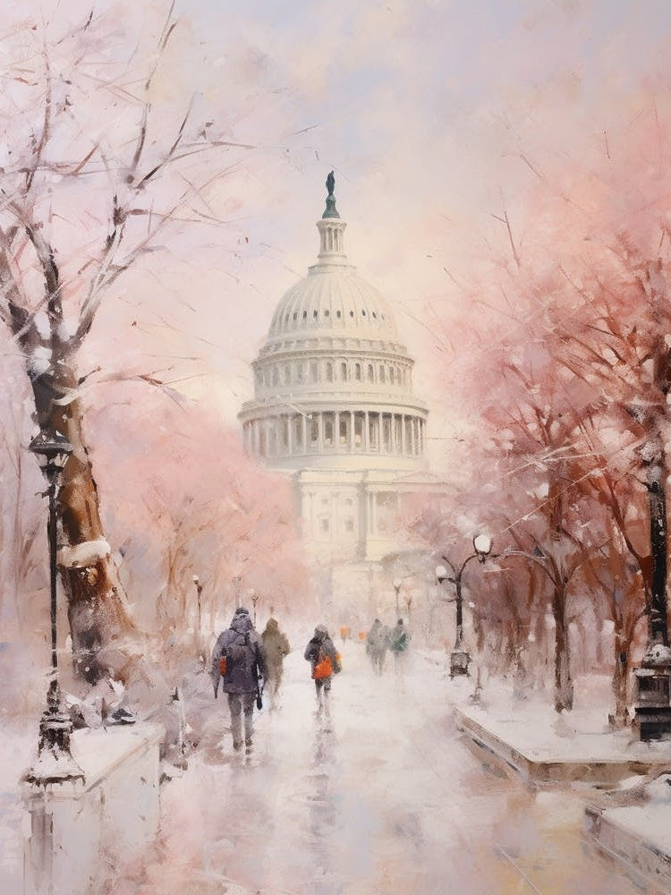 Dreamy Winter Painting Washington Dc Usa 1