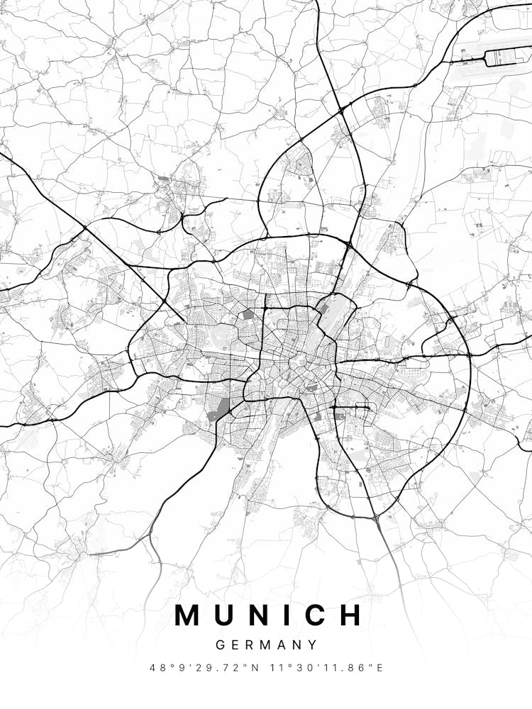 Munich Germany White Map