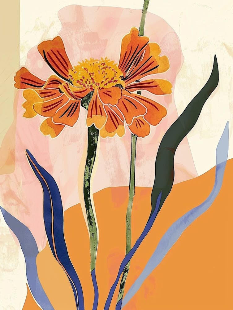 Colourful Flower Illustration Zinnia 3