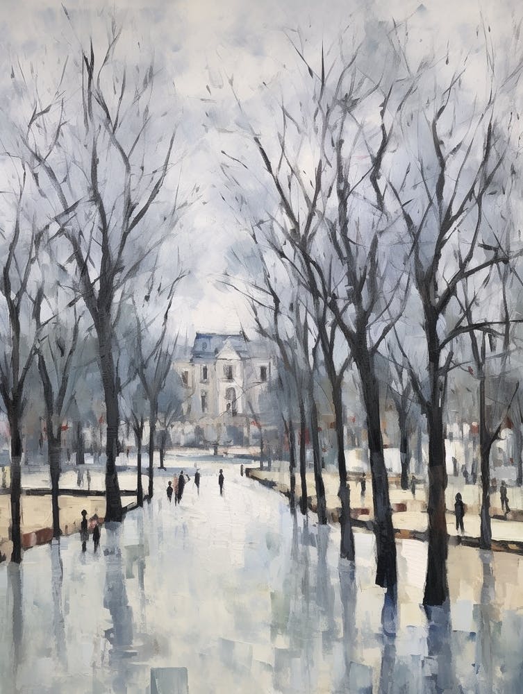 Winter City Park Painting Kensington Gardens London 2