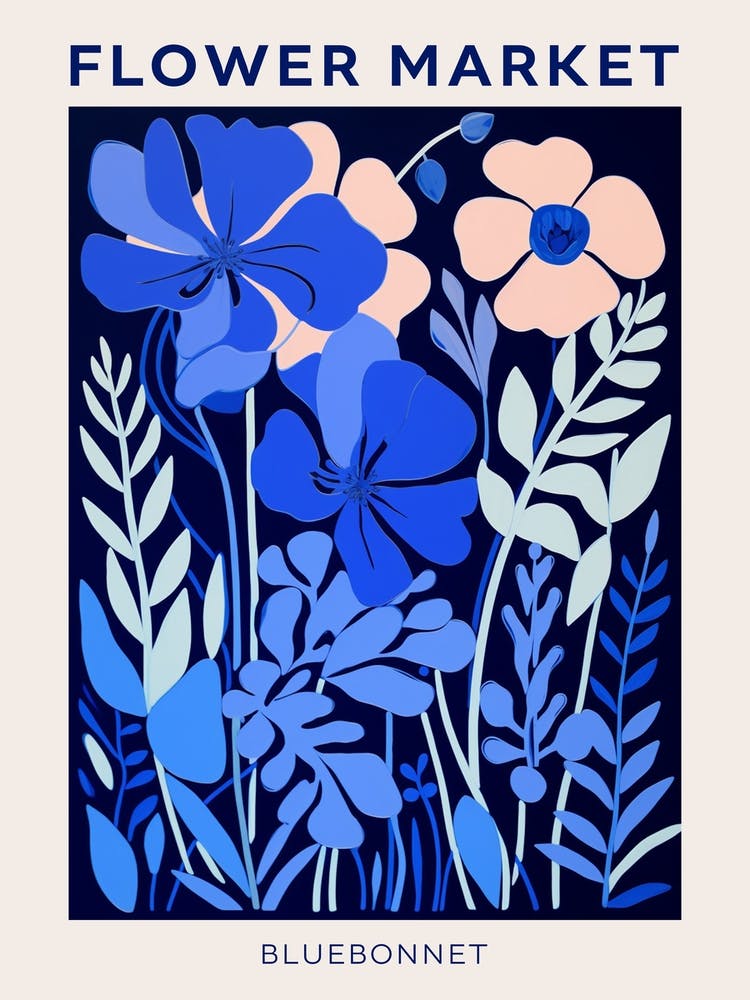 Blue Flower Market Poster Bluebonnet 2