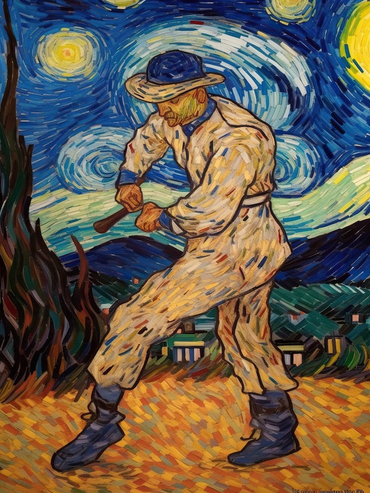 Baseball In The Style Of Van Gogh 4