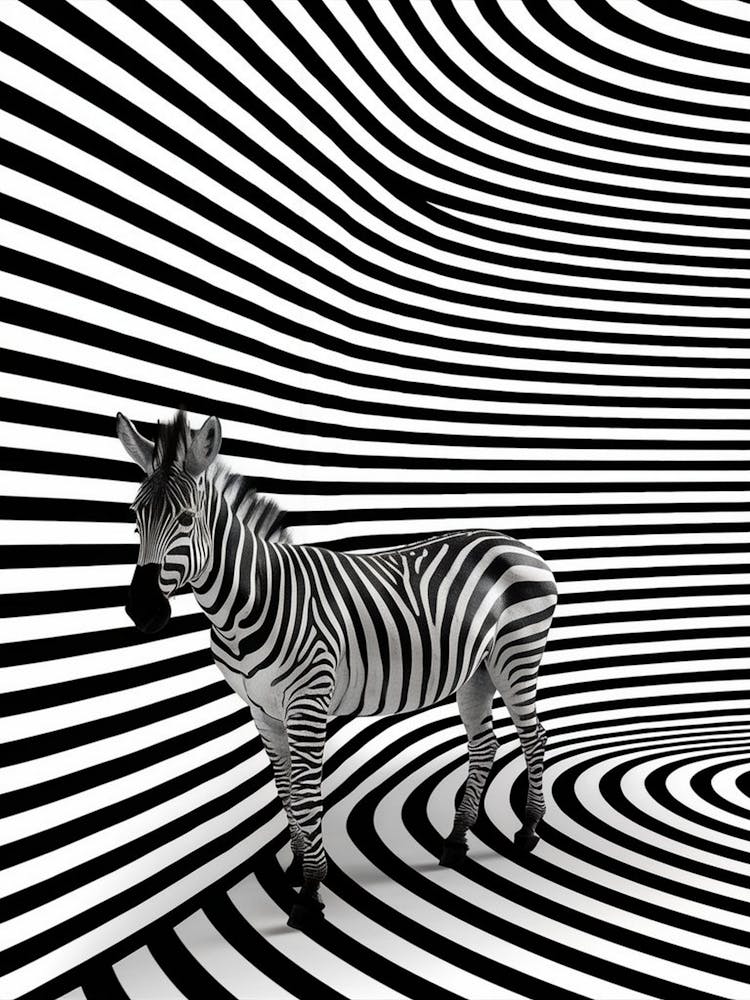 Zebra In A Striped Room