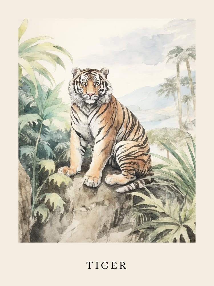 Beatrix Potter Inspired  Animal Watercolour Tiger 2